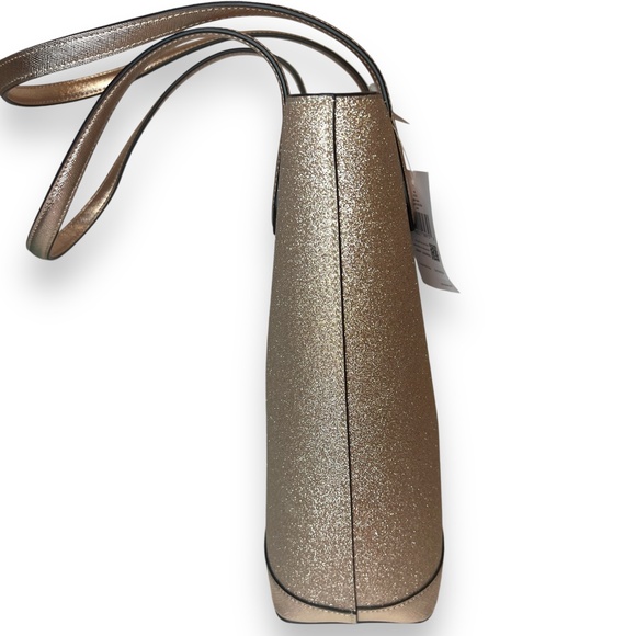 NWT Kate Spade Tinsel Glitter Fabric Shoulder Tote Bag K9338 Rose Gold - Picture 4 of 15